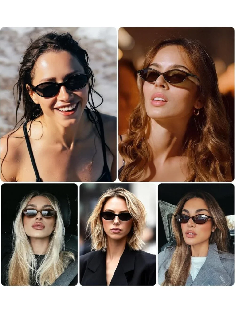 Trendy Retro Oval Cat Eye Sunglasses for Women - 90s Y2K Lightweight Shades